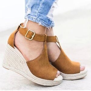 City Classified Platform Wedge Woven Open Toe Espadrille Sandal Shoe 8